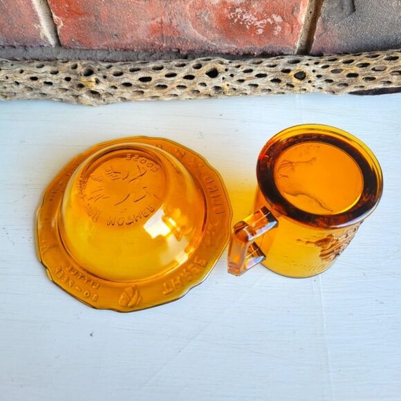 Vintage Amber Glass Nursery Rhyme Mug & Bowl Set - Picture 6 of 14